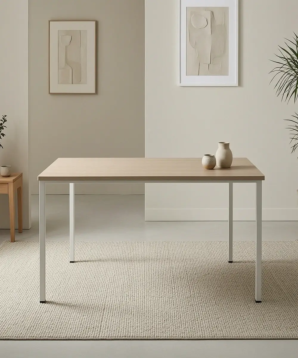Rectangular MDF Large Meeting Table 1800mm - 24mm Top, Round Metal Legs, Fixed Glides 760H