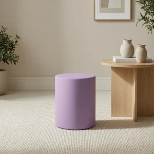 Round Pouffe High - Fabric Upholstered Stool