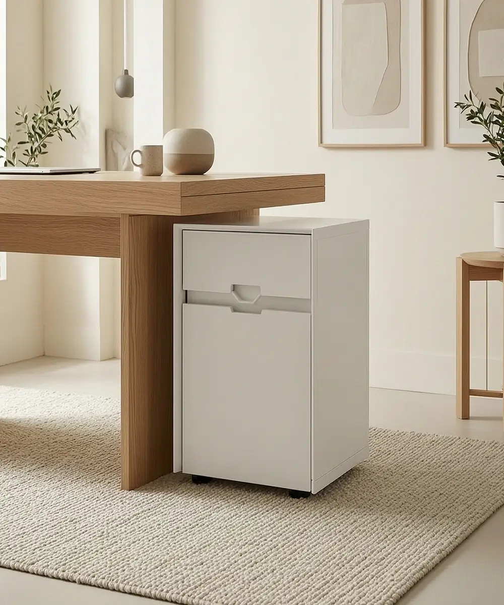 Storage Pedestal Below Office Desk - Metal Floor Standing Unit
