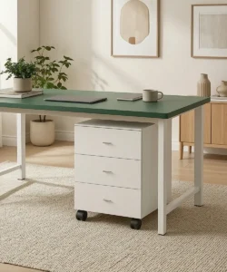 Below Office Wood Desk Pedestal Storage - 18mm MDF Milky White Laminate