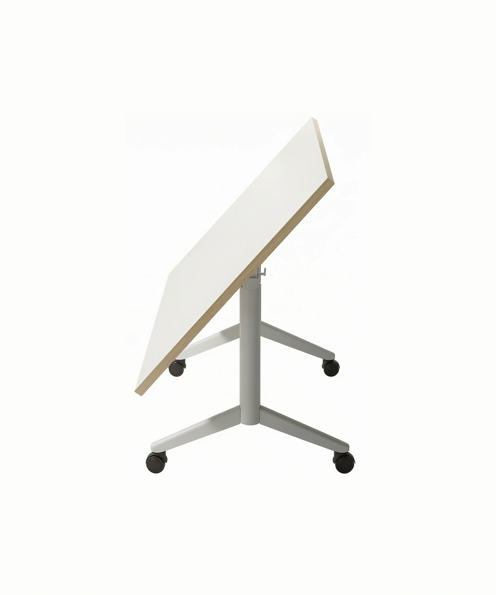 WOODEN RECTANGULAR TABLE WITH WRITABLE SURFACE TABLE TOP ON WHEELS, WITH FOLDABLE MECHANISM 1 Folding table on wheels