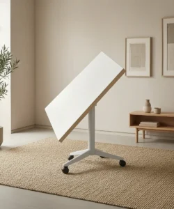 Wooden Rectangular Folding Table on Wheels - Writable Surface, Foldable, on Wheels