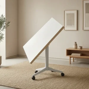 Wooden Rectangular Folding Table on Wheels - Writable Surface, Foldable, on Wheels