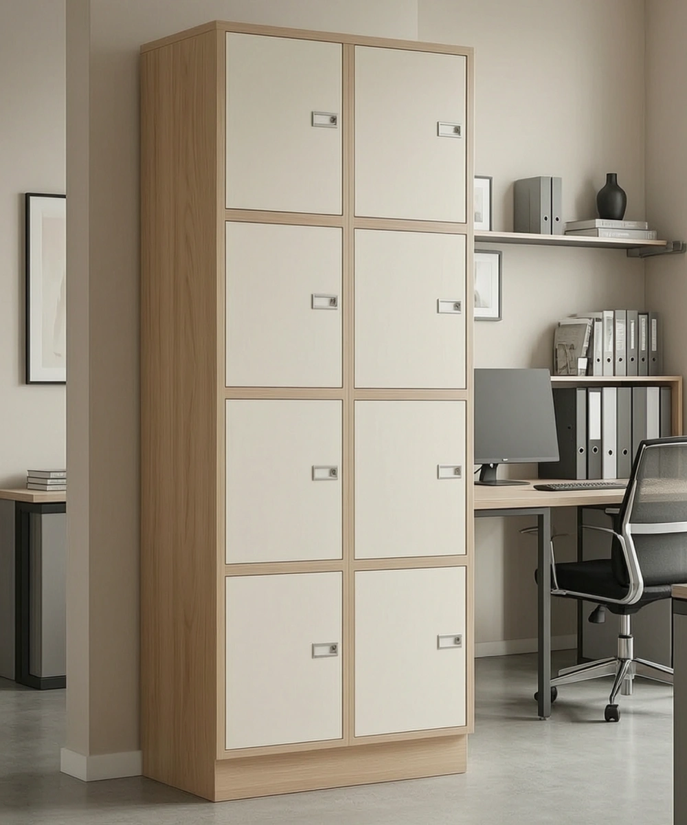 Two Compartment Office Locker Unit with 8 Inset Doors