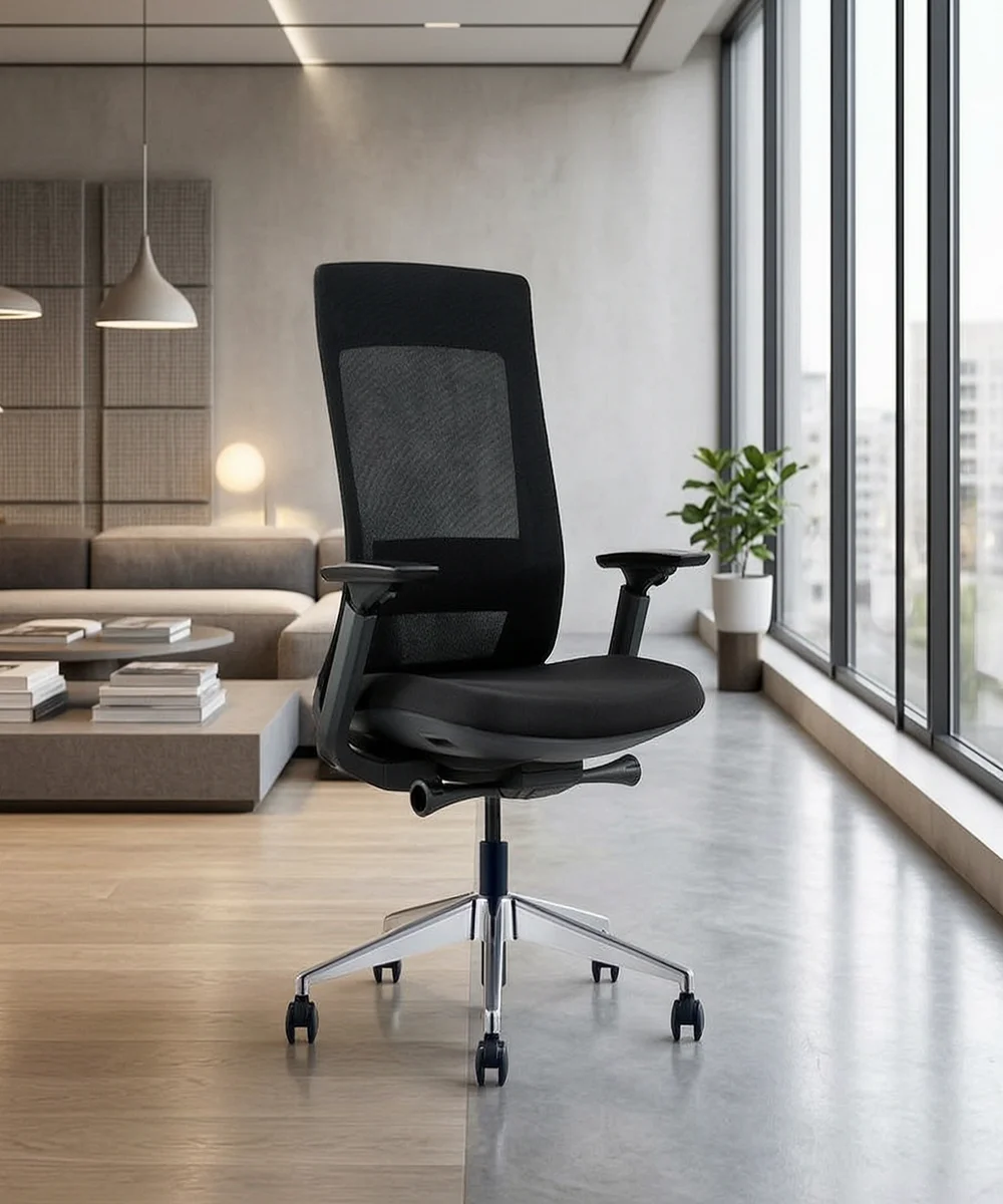 Ergonomic Chair EVL-002B, Mid Back Mesh Chair with Adjustable Lumbar Support, No Headrest - Image 1