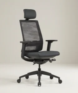 Ergonomic Chair VIX-A, All Black High Back Mesh Chair with Removable Headrest and Nylon Base